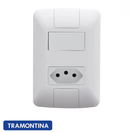 Conjunto 4x2 com 1 Interruptor Paralelo 10A 250V + 1 Tomada 2P+T 10A Aria TRAMONTINA