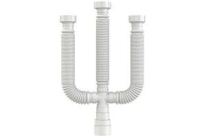 Sifão Triplo Sanfonado Universal Extensível DN38/40/48/50 - Branco