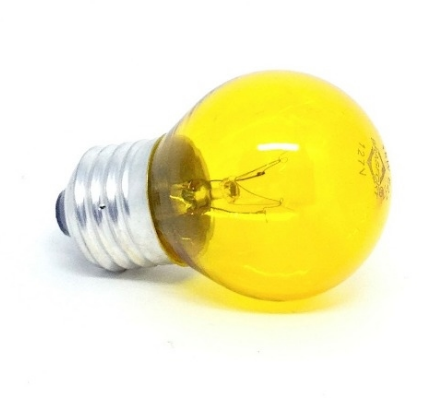 Lâmpada Incandescente 15W Bolinha Colorida Amarela 127V E27